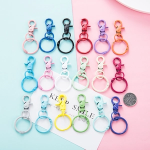 Colorful Painted Metal Lobster Clasp Keychain Hooks Swivel Snap Buckle Jump Rings For DIY Jewelry Making Bag Accessories