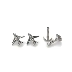 Polished G23 titanium airplane stud earrings with internal threading for helix piercing