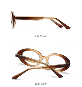 Detailed side and back views of vintage cat-eye glasses with brown tortoiseshell frames