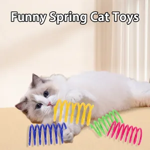Colorful ABS Plastic Spiral Spring Cat Toys Interactive Durable Pet Chase Toy For Indoor Cats Boredom Relief Accessories