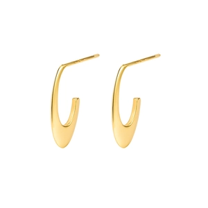 Minimalist S925 sterling silver U-shaped oval stud earrings in polished gold finish
