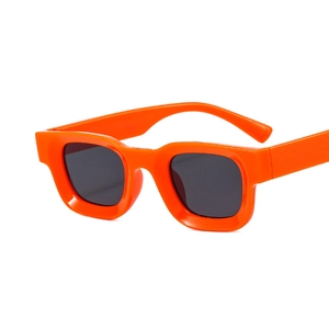 Retro hip hop orange square sunglasses with chunky frame and dark lenses for a trendy look