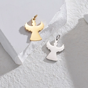 Minimalist angel pendant pair in gold and silver finish on stone, DIY jewelry accessory