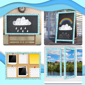Blue sky white cloud bulletin board border stickers for classroom and office decor