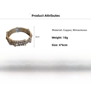 Detailed view of luxury multilayered copper bangle featuring sparkling rhinestone rows