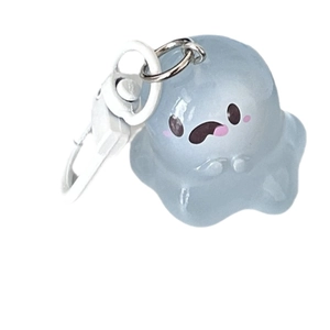 Luminous blue ghost jelly keychain in cute slime shape for Halloween bag decoration
