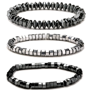 Hematite Beaded Bracelet Magnetic Stone Elastic Minimalist Spiritual Jewelry For Men