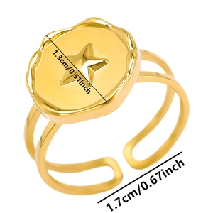 Detail showing 1.3cm star relief dial and dual-layer hollow adjustable ring band