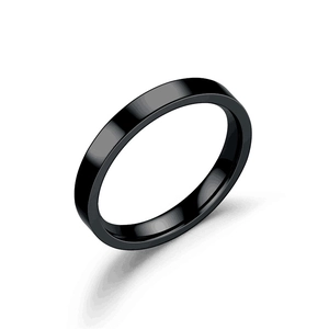 3mm polished black titanium steel band ring with high gloss minimalist surface