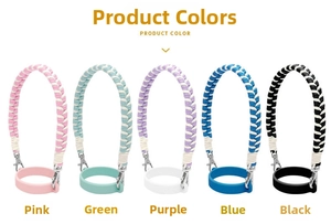 Five colored braided paracord handles for 40oz tumblers with silicone ring and metal buckle