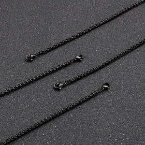 Unisex black stainless steel wheat chain necklace with a durable lobster clasp
