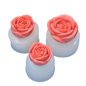 Set di tre stampi in silicone a forma di rosa per sapone e candele fai da te con fiori