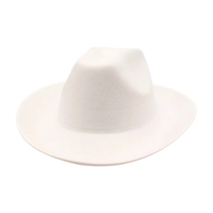 Cappello fedora classico in feltro di lana bianca con elegante cinturino decorativo