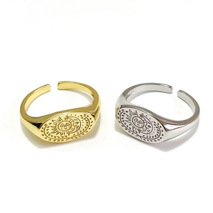 Minimalist 925 sterling silver sun and moon open rings in gold and silver finishes