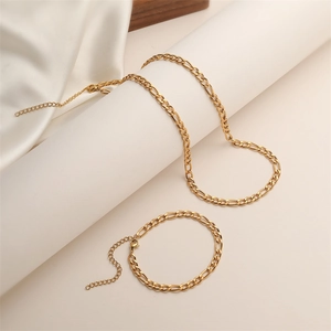 Minimalist Figaro Chain Necklace And Bracelet Stainless Steel Gold Plated Fashion Jewelry For Men Women Unisex