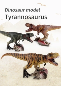 Detailed Tyrannosaurus Rex models with triceratops prey accessories in three colors