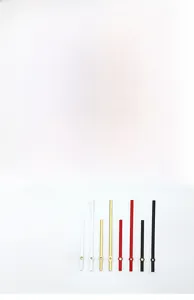 Detailed set of clock hands model 1043 in white, gold, red, and black for DIY clock repair