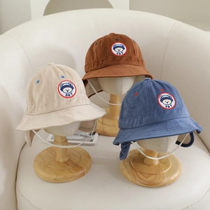 Chapeau cloche enfant en velours côtelé avec protège-oreilles et doublure en laine