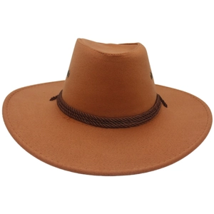 Western Cowboy Hat Wide Brim Woolen Felt Vintage Outdoor Sun Protection With Woven Band For Men Women