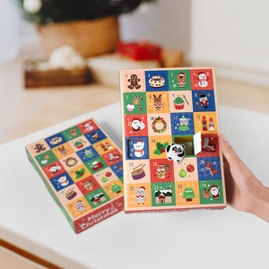 Christmas Advent Calendar Box Cardboard Daily Countdown Blind Box DIY Surprise Gift Packaging Merry Christmas Pattern