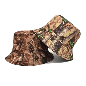 Jungle Camouflage Bucket Hat Cotton Polyester Wide Brim Sun Protection Outdoor Fishing Camping For Men Women