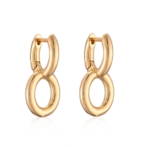 Polished gold-plated geometric double hoop earrings with a sleek minimalist 8-shape design