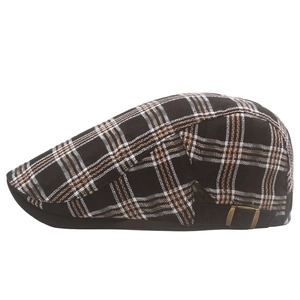 Classic colorful plaid beret hat with breathable fabric and vintage brass buckle detail