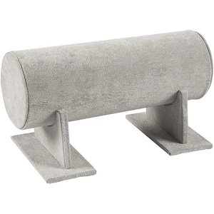 Single-tier gray velvet T-bar jewelry display stand for bracelets and watches