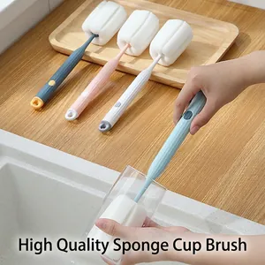 Sponge Cup Brush Long Soft Cleaning Tool For Water Drinkware Baby Wine Glass ABS Plastic With Hanging Hole