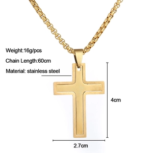Spezifikationen des goldenen Edelstahl-Kreuzanhängers mit 60cm Kettenabmessungen