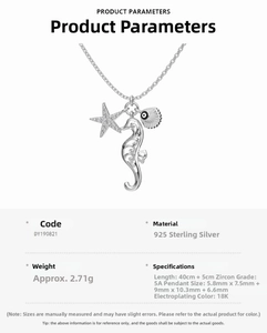 Detailed view of S925 sterling silver ocean necklace with seahorse and pearl accents