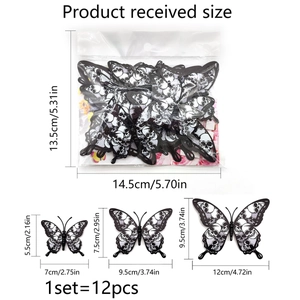 Lot de 12 stickers muraux papillons 3D Halloween avec motifs de crânes en tailles variées