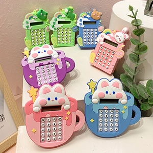 Cute cartoon animal mini calculators in colorful silicone covers featuring rabbit and bear