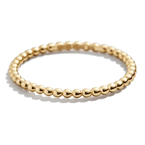 Detailed view of polished S925 sterling silver beaded ring in a minimalist gold finish