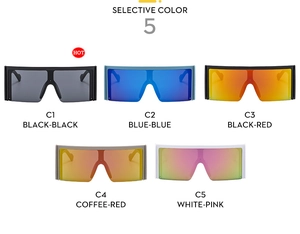 Oversize square semi-rimless sunglasses in black blue red coffee and white color options