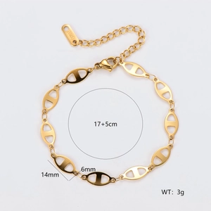 18K gold plated stainless steel pig nose link chain bracelet with lobster clasp
