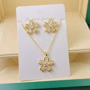 Detail of cherry blossom jewelry set with sparkling crystals in a premium gift box
