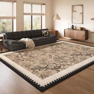 Area Rug Faux Cashmere Polyester Floral Waterproof Dirt Resistant Living Room Bedroom Vintage French Medieval Style