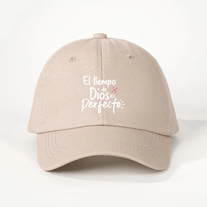 Casquette de baseball en coton kaki avec texte El tiempo de Dios es Perfecto et sablier