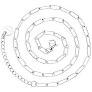 Silver stainless steel paperclip chain necklace with lobster clasp and adjustable extension link