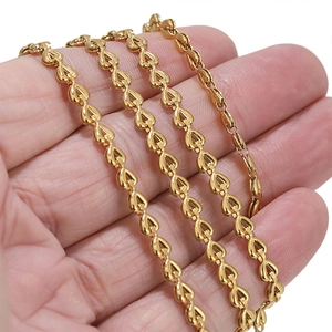 4mm double layer heart-shaped stainless steel chain necklace in gold finish for women
