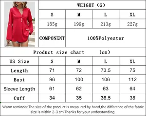 Tabla de tallas detallada para blusa de mujer con medidas de largo, pecho y mangas