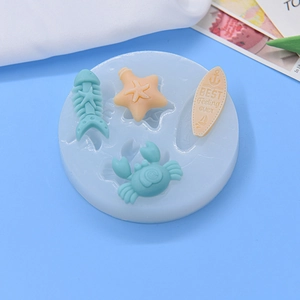 Ocean theme silicone mold for DIY baking with fish bone star and crab shapes