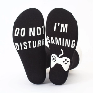 Funny Do Not Disturb I'm Gaming Cotton Socks Non Slip Printed Sole Mid Calf Socks For Men Women Gamers Gift Socks
