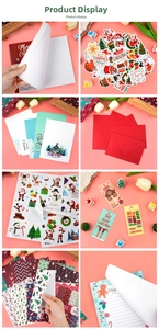 Détails du kit journal de Noël DIY incluant autocollants, cartes et enveloppes festives