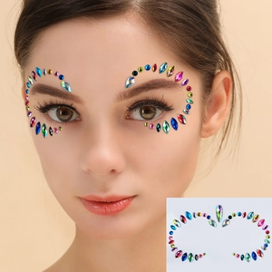Rainbow crystal face jewel stickers for makeup party and festive face decorations
