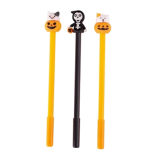 Halloween theme gel pens featuring pumpkin cat and reaper designs on a white background