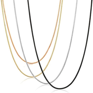 Classic 1.5mm round snake bone chain necklaces in gold, rose gold, silver and black finishes