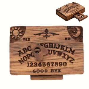 Wooden Ouija spirit board set with drawer design and heart-shaped planchette home decor