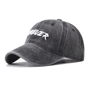 Vintage Washed Cotton Baseball Cap Forever 3D Embroidery Distressed Peaked Hat Adjustable Sunshade For Men Women